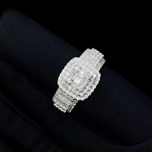 Hip Hop Fashion Ring Silver 925 Vvs Moissanite Iced Out Lab Diamond Jewelry Ring