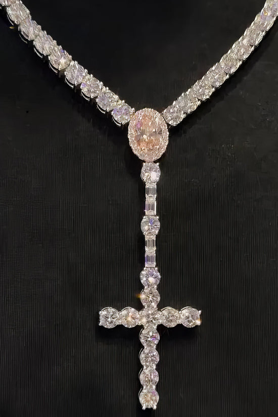 Trendy New Arrivals Iced Out 925 Tennis Chain Pendant Set Custom Made Manufacturer VVS Moissanite Diamond Cross Pendant Necklace