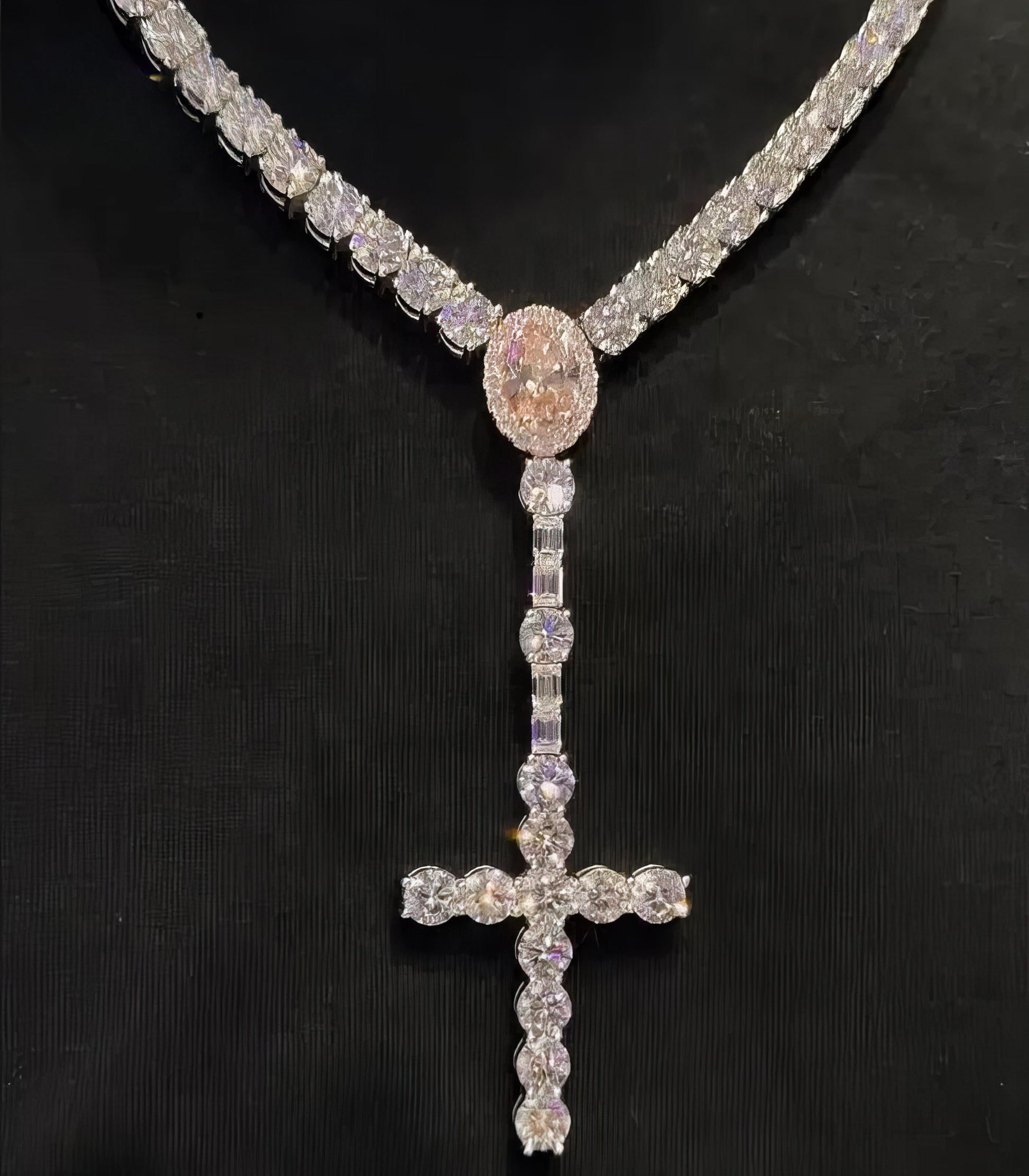 Trendy New Arrivals Iced Out 925 Tennis Chain Pendant Set Custom Made Manufacturer VVS Moissanite Diamond Cross Pendant Necklace