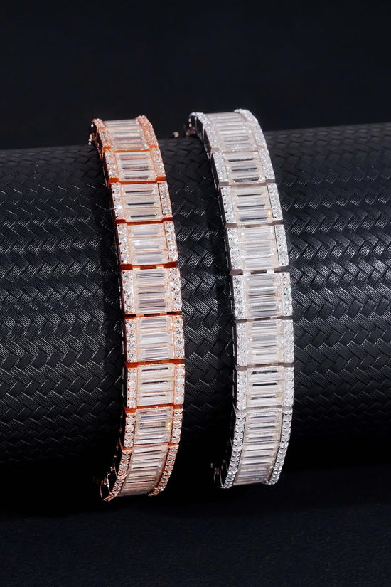 Hip Hop Style Luxury 925 Sterling Silver 9mm Width Baguette Diamond Moissanite Tennis Bracelet