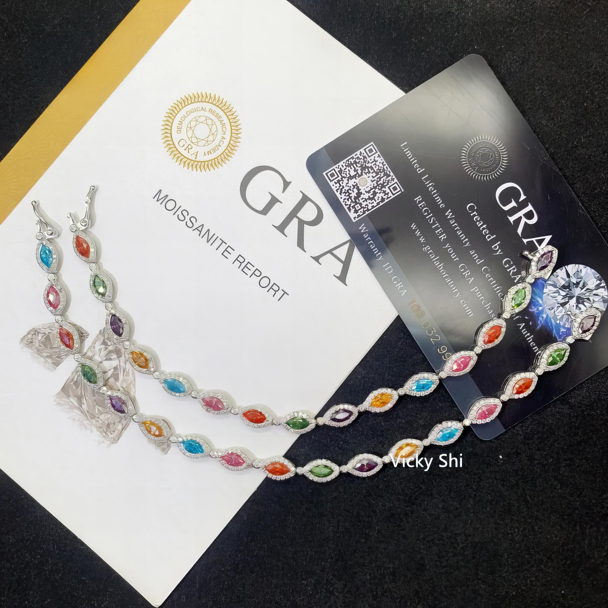Fine Jewelry Hip Hop Moissanite Bracelet Sterling Silver Iced Out Colored Marquire Moissanite Tennis Chain Bracelet & Necklace
