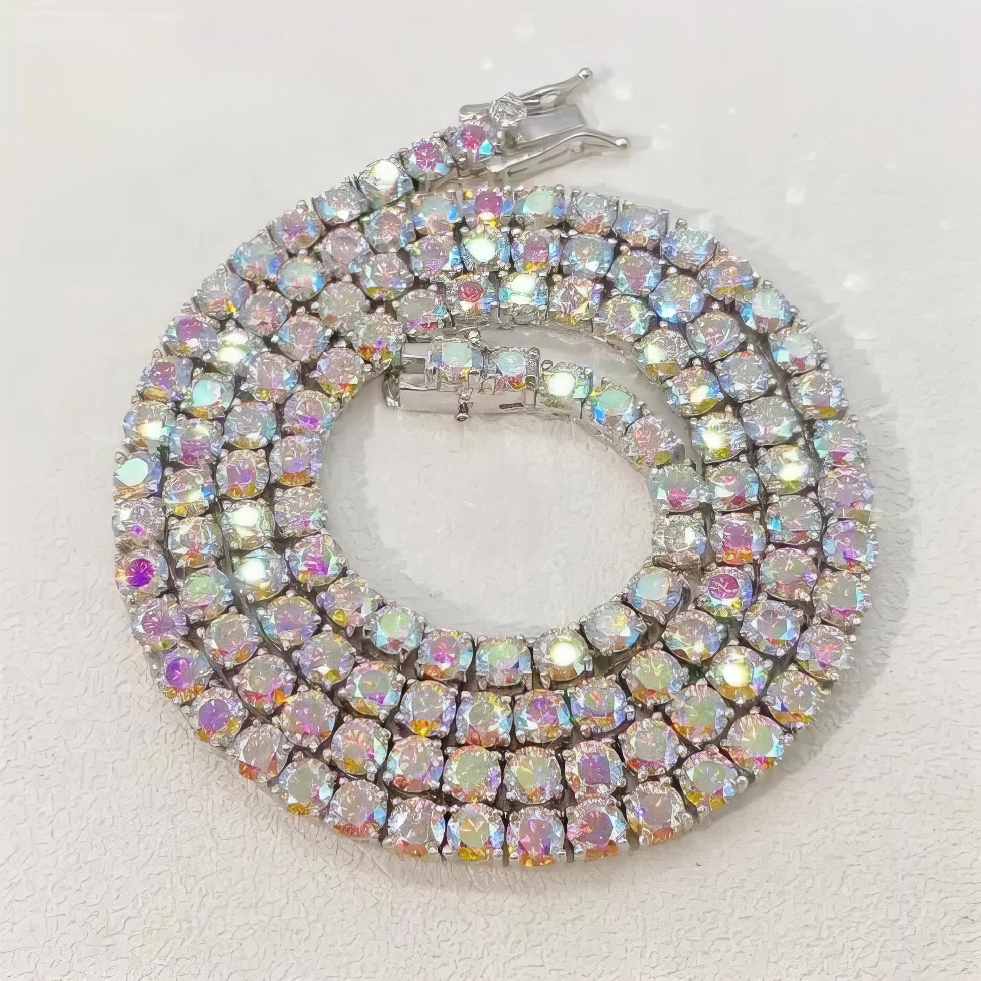 Ready to Ship GRA Certificated 925 Silver Pass Diamond Tester 3mm Colorful White Moissanite Tennis Chain