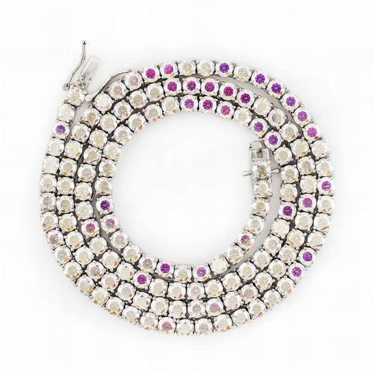 Fine Jewelry New Design Hip Hop rainbow Colorful White Diamond 925 Silver Moissanite Tennis Chain