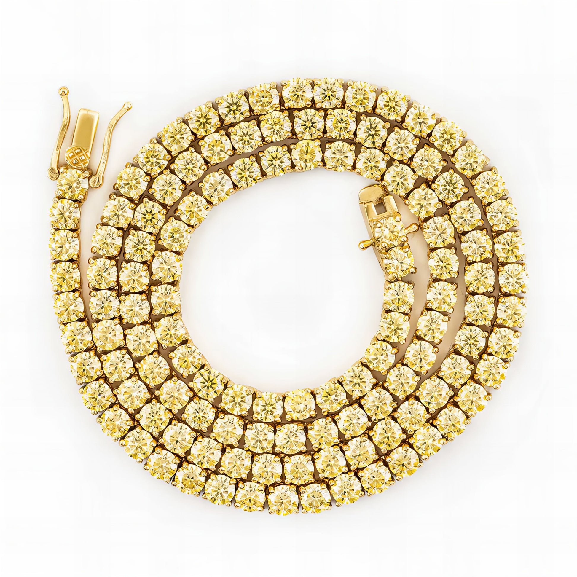New Arrivals Hip Hop Jewelry 925 Silver Gra Certified 3mm Tennis Chain Yellow Gold Moissanite Tennis Necklace