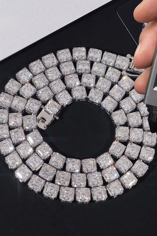 Gra Certified Hip Hop Jewelry 925 Sterling Silver Asscher Cut 5.5mm Necklace Iced Out Moissanite Diamond Tennis Chain Bracelet