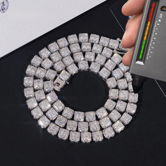 Gra Certified Hip Hop Jewelry 925 Sterling Silver Asscher Cut 5.5mm Necklace Iced Out Moissanite Diamond Tennis Chain Bracelet