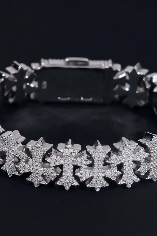 Luxury Big Cross Moissanite Cuban Link Chain Sterling Silver 925 Moissanite Cross Men's Bracelets Iced Out Hip Hop Jewelry