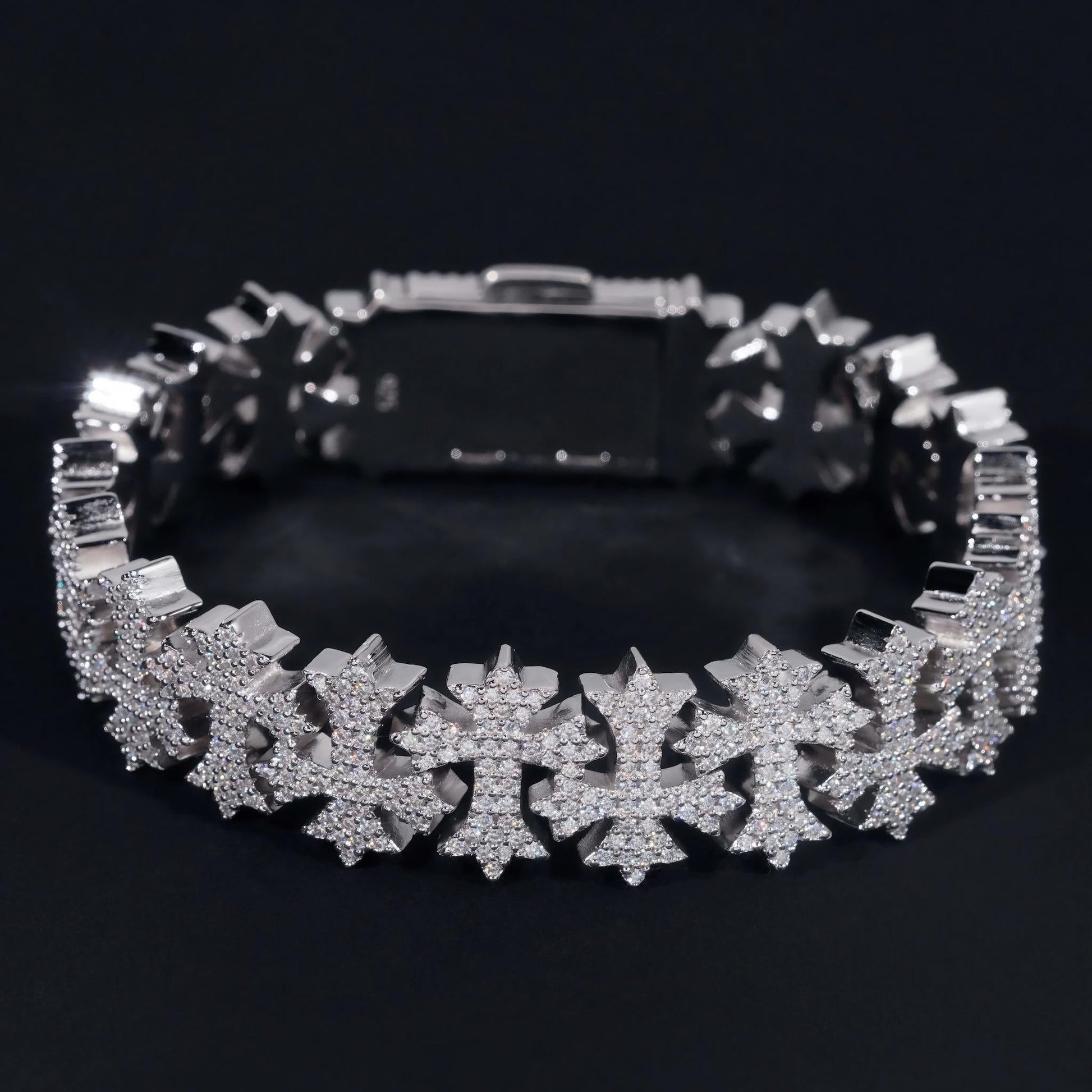 Luxury Big Cross Moissanite Cuban Link Chain Sterling Silver 925 Moissanite Cross Men's Bracelets Iced Out Hip Hop Jewelry