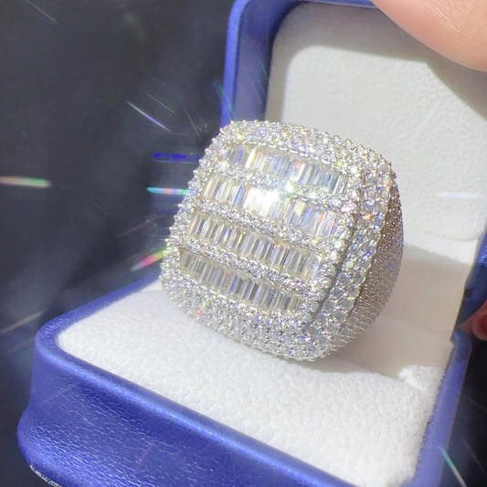 Ready to Ship Lan Diamond Jewelry Custom Ring Silver 925 Vvs Moissanite Iced Out Hip Hop Jewelry Mens Ring