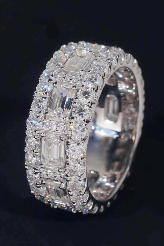 Luxury Emerald Cut Moissanite Iced Out Men's Ring 925 Silver Gold Plated Hip Hop Fine Jewelry Men Ring