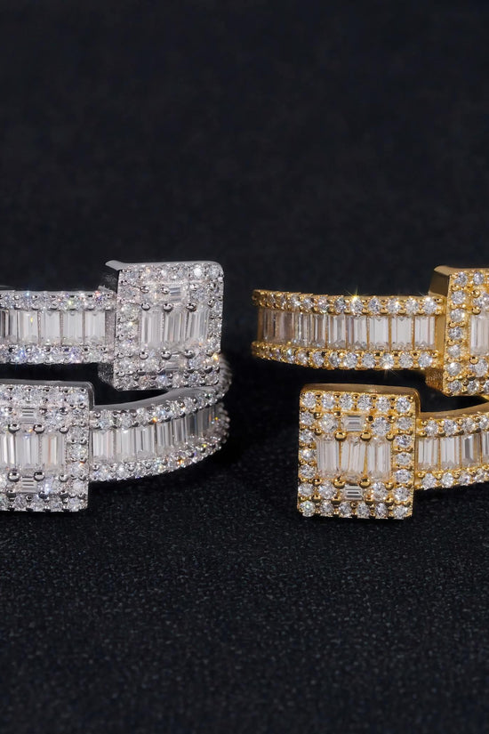 Fast Shipping Baguette Moissanite Men's Ring 925 Silver Iced Out Hip Hop Fine Jewelry Gold Plated Men Ring