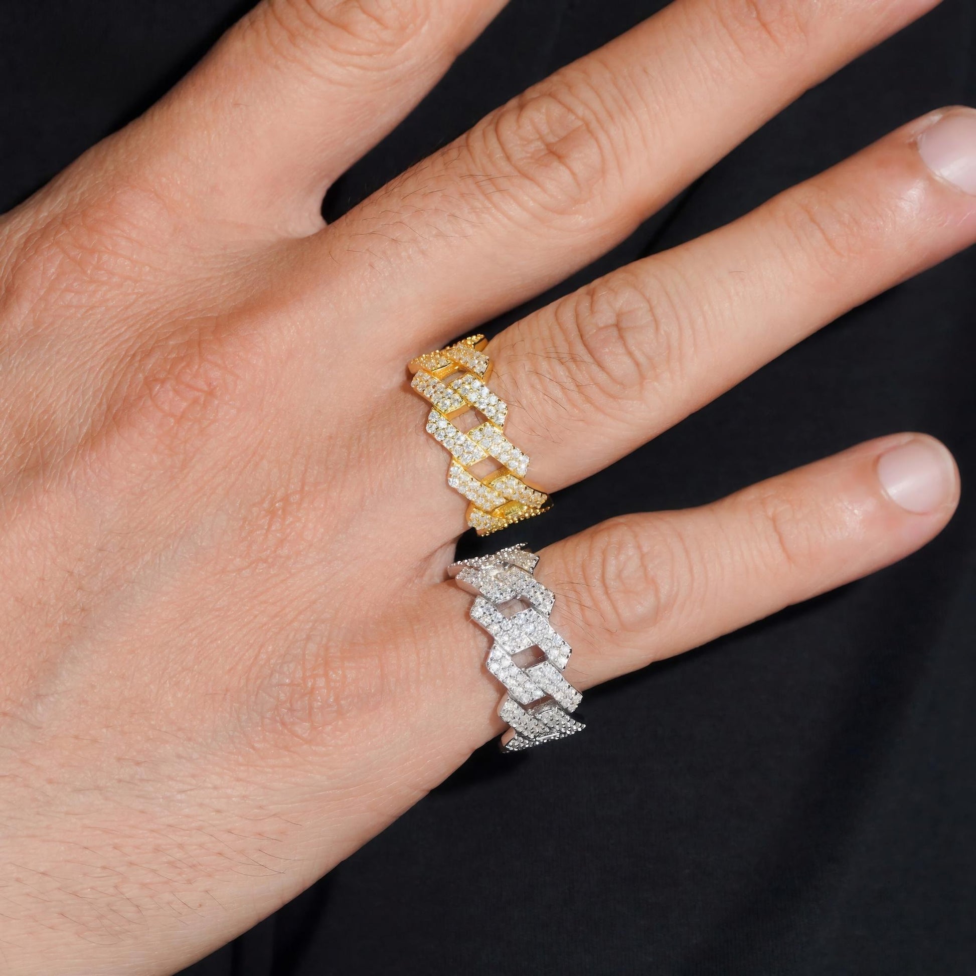 Hot Sale Fashion Two Row Cuban Rings Iced Out High Quality VVS Diamond Hip Hop Men Moissanite Ring