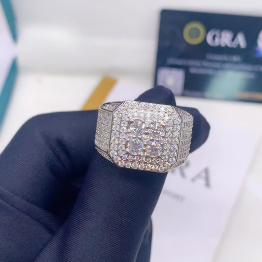 925 Sterling Silver Men Wedding Engagement Ring Custom High Quality Iced Out Hip Hop Vvs Moissanite Ring