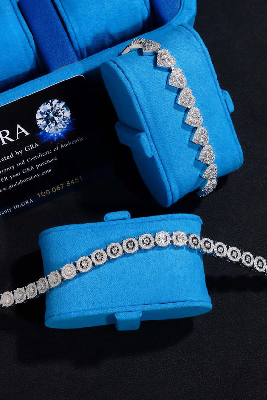 Fast Delivery 925 Sterling Silver Pass Diamond Tester GRA Certified VVS Moissanite Heart Cluster Tennis Bracelets
