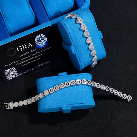Fast Delivery 925 Sterling Silver Pass Diamond Tester GRA Certified VVS Moissanite Heart Cluster Tennis Bracelets