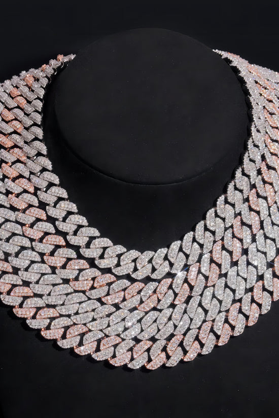 RTS Factory Hip Hop Jewelry 13mm Raised Stones Solid 925 Sterling Silver Gold Plated Iced Out Moissanite Miami Cuban Link Chain