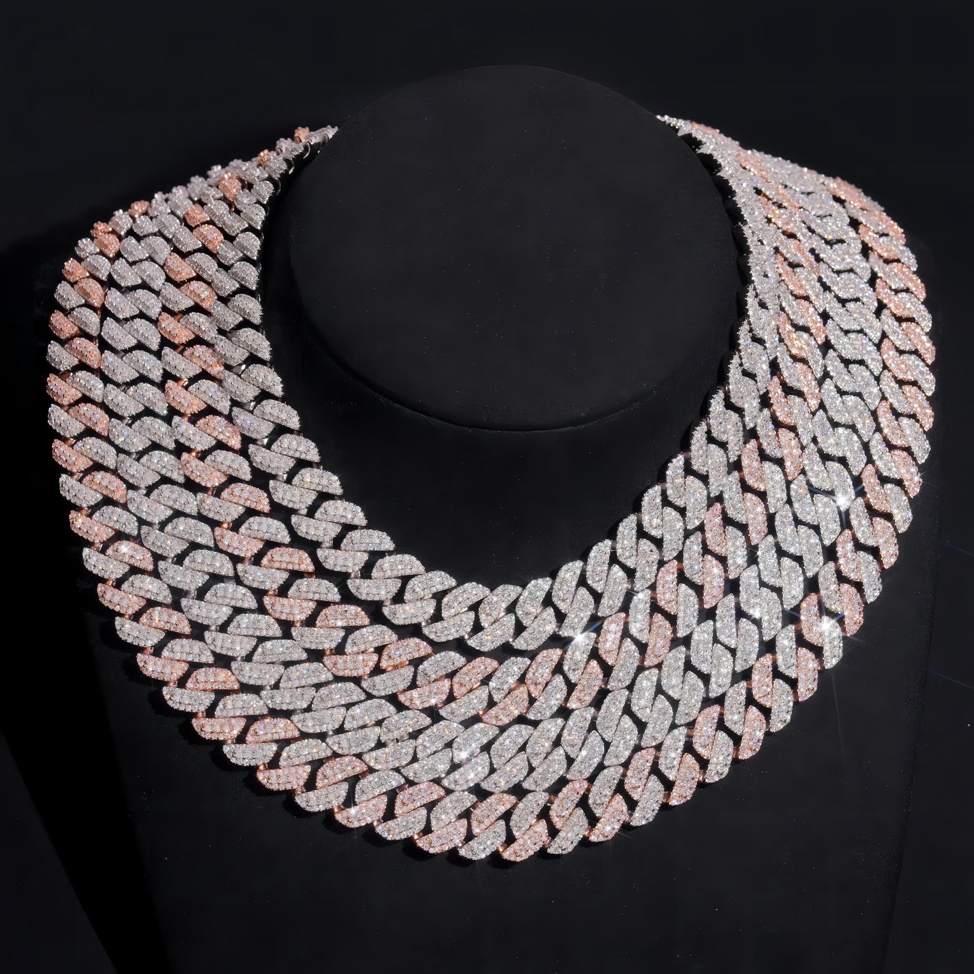 RTS Factory Hip Hop Jewelry 13mm Raised Stones Solid 925 Sterling Silver Gold Plated Iced Out Moissanite Miami Cuban Link Chain