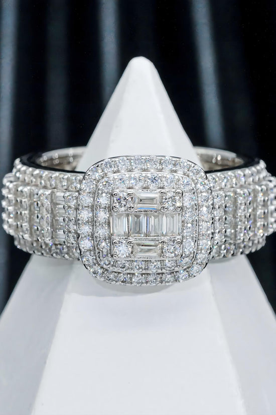 Hip Hop Jewelry Gold Plated 925 Silver Luxury Men's Ring baguette Moissanite Diamond Iced Out Rings