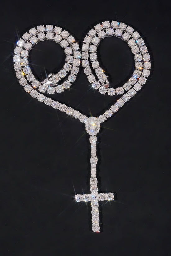 Trendy New Arrivals Iced Out 925 Tennis Chain Pendant Set Custom Made Manufacturer VVS Moissanite Diamond Cross Pendant Necklace