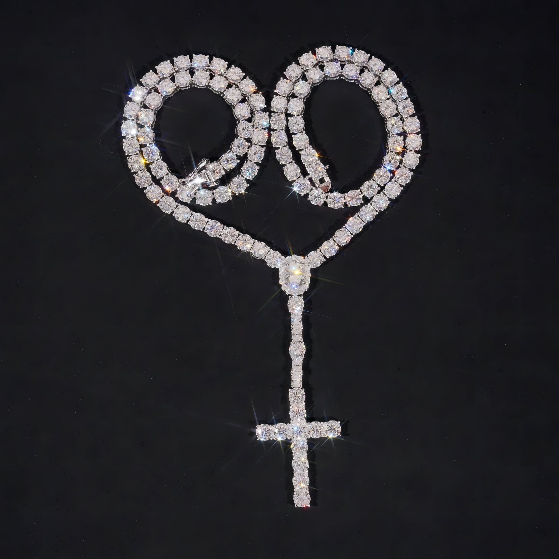 Trendy New Arrivals Iced Out 925 Tennis Chain Pendant Set Custom Made Manufacturer VVS Moissanite Diamond Cross Pendant Necklace