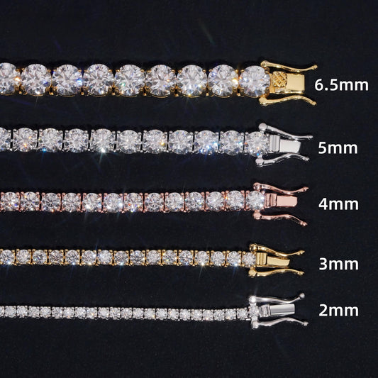 Large Stock Fine Jewelry Men Women Moissanite Tennis Bracelet Hip Hop Iced Out 925 Silver Moissanite Tennis Chain Ready to Ship