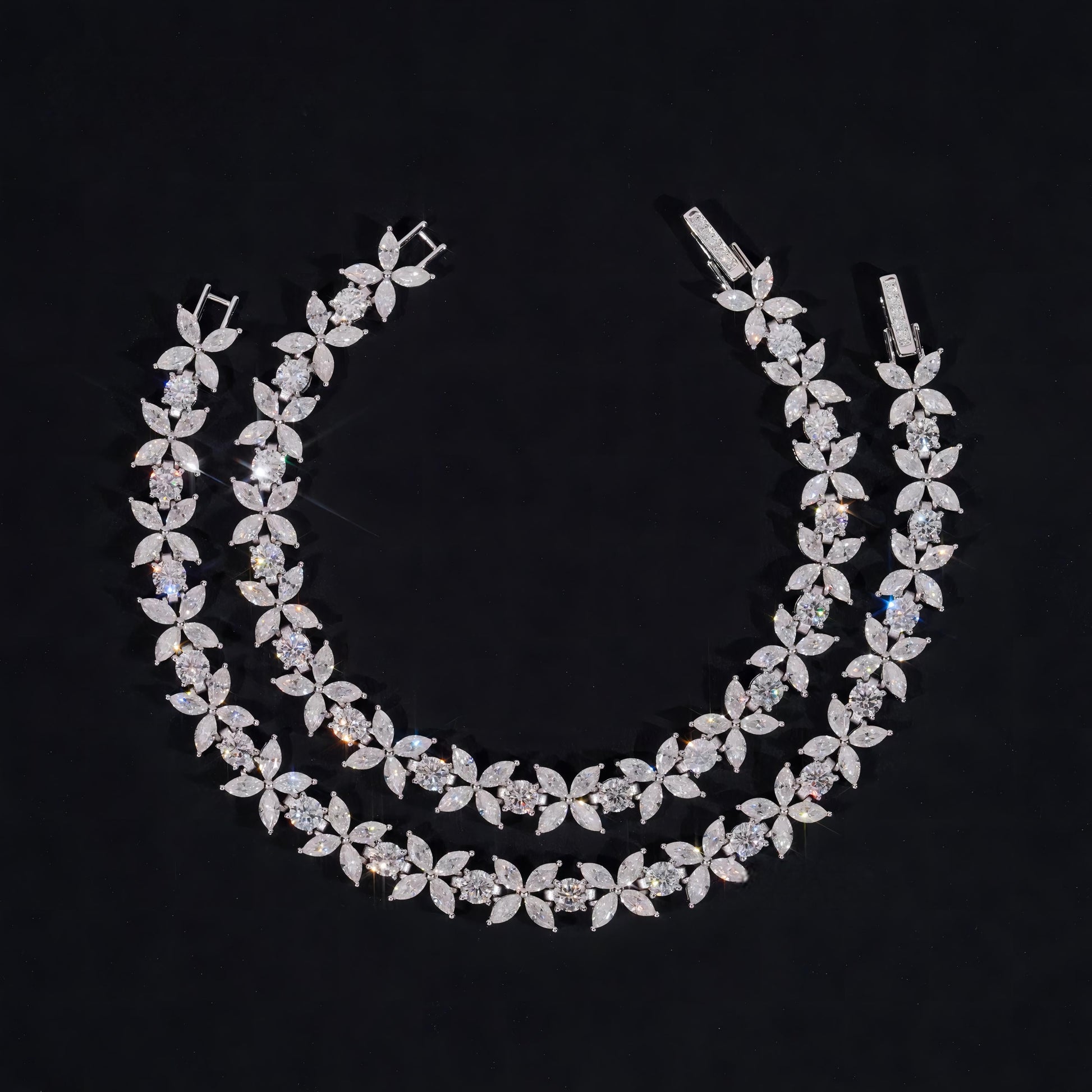 New Trendy Men Women Iced Out Diamond Clover Bracelet Moissanite Fine Jewelry 925 Sterling Silver Moissanite Tennis Bracelet