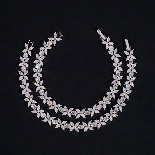 New Trendy Men Women Iced Out Diamond Clover Bracelet Moissanite Fine Jewelry 925 Sterling Silver Moissanite Tennis Bracelet
