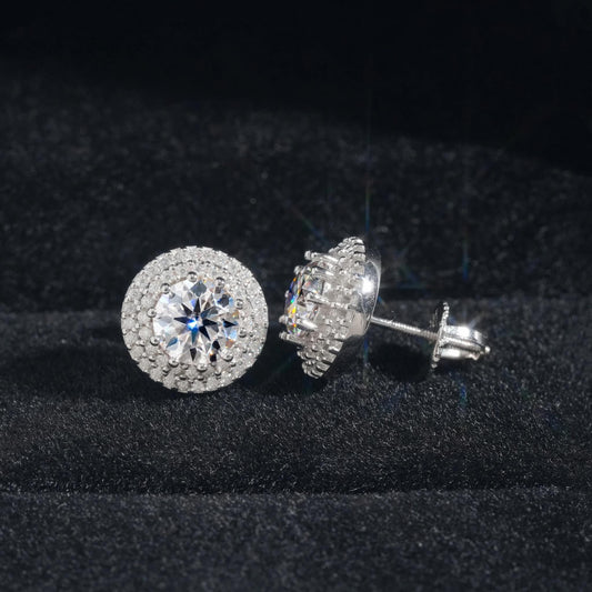 Pass Diamond Tester Moissanite Hip Hop Jewelry 925 Solid Silver VVS D Color Moissanite Diamond Trendy Stud Earrings