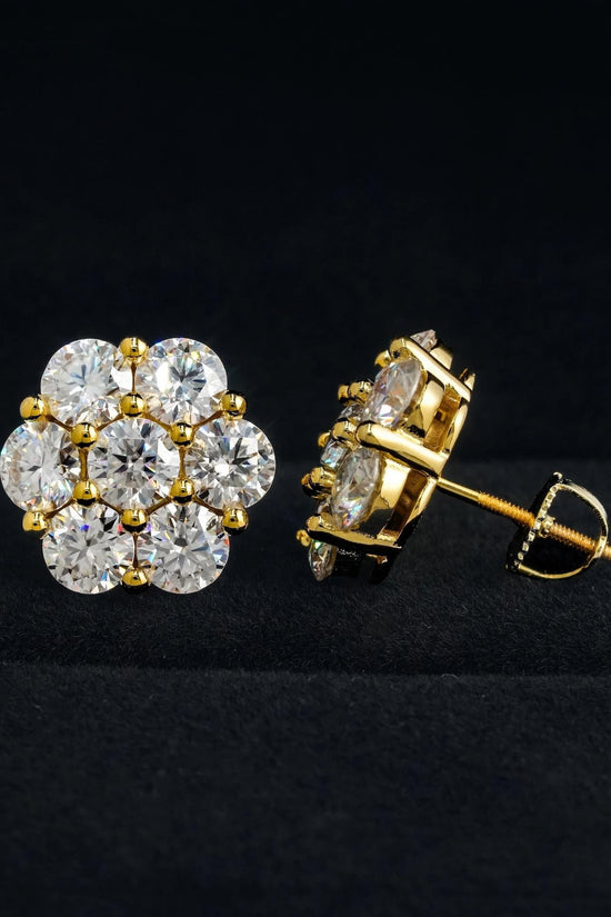 Shining Hot Top Selling Pass Diamond Tester Fine Jewelry 925 Silver 8mm 12mm 15mm Flower Earrings VVS Moissanite Stud Earrings