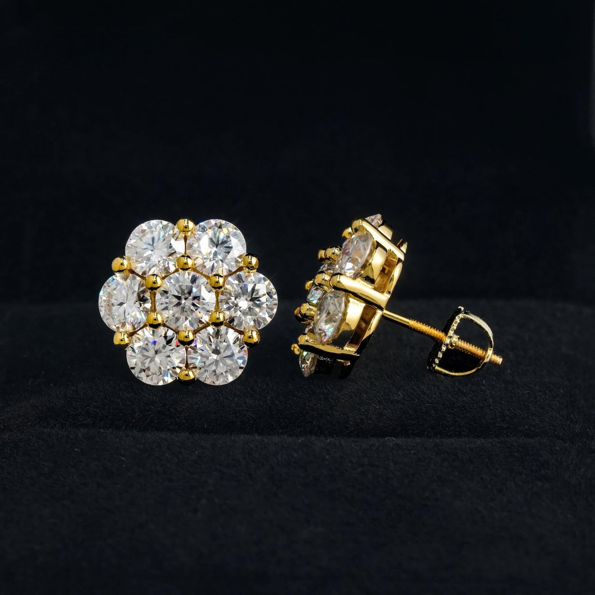 Shining Hot Top Selling Pass Diamond Tester Fine Jewelry 925 Silver 8mm 12mm 15mm Flower Earrings VVS Moissanite Stud Earrings