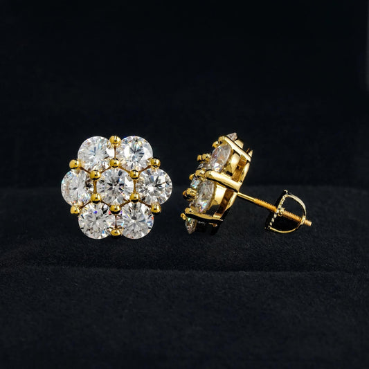 Shining Hot Top Selling Pass Diamond Tester Fine Jewelry 925 Silver 8mm 12mm 15mm Flower Earrings VVS Moissanite Stud Earrings