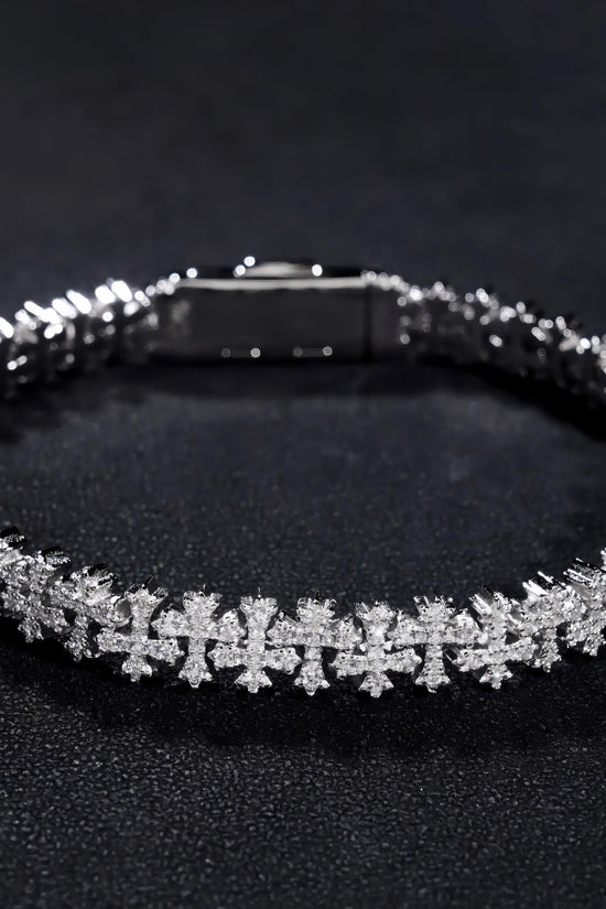 Pass Diamond Tester Silver 925 Gold Plated Hip Hop Jewelry Custom VVS Moissanite Cuban Link Chain Cross Bracelet