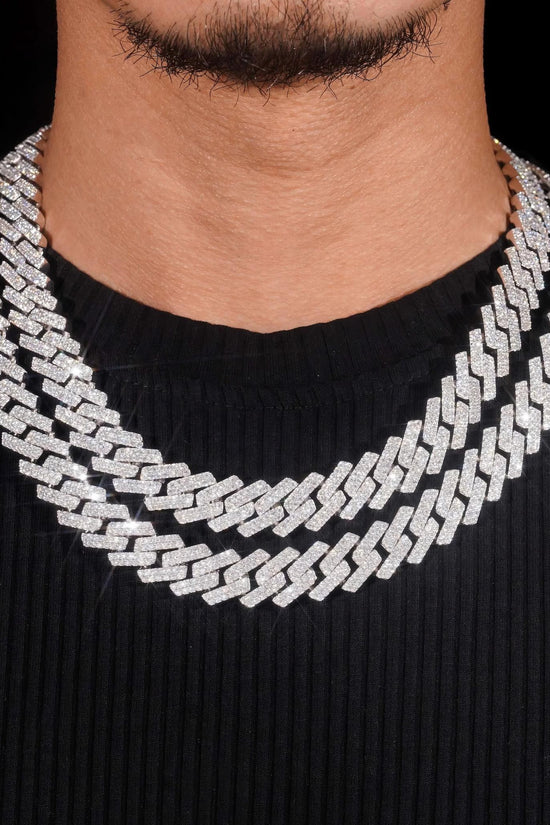 Hip Hop Jewelry High Quality Mens 15mm 925 Sterling Silver Iced Out VVS Moissanite Cuban Link Chain