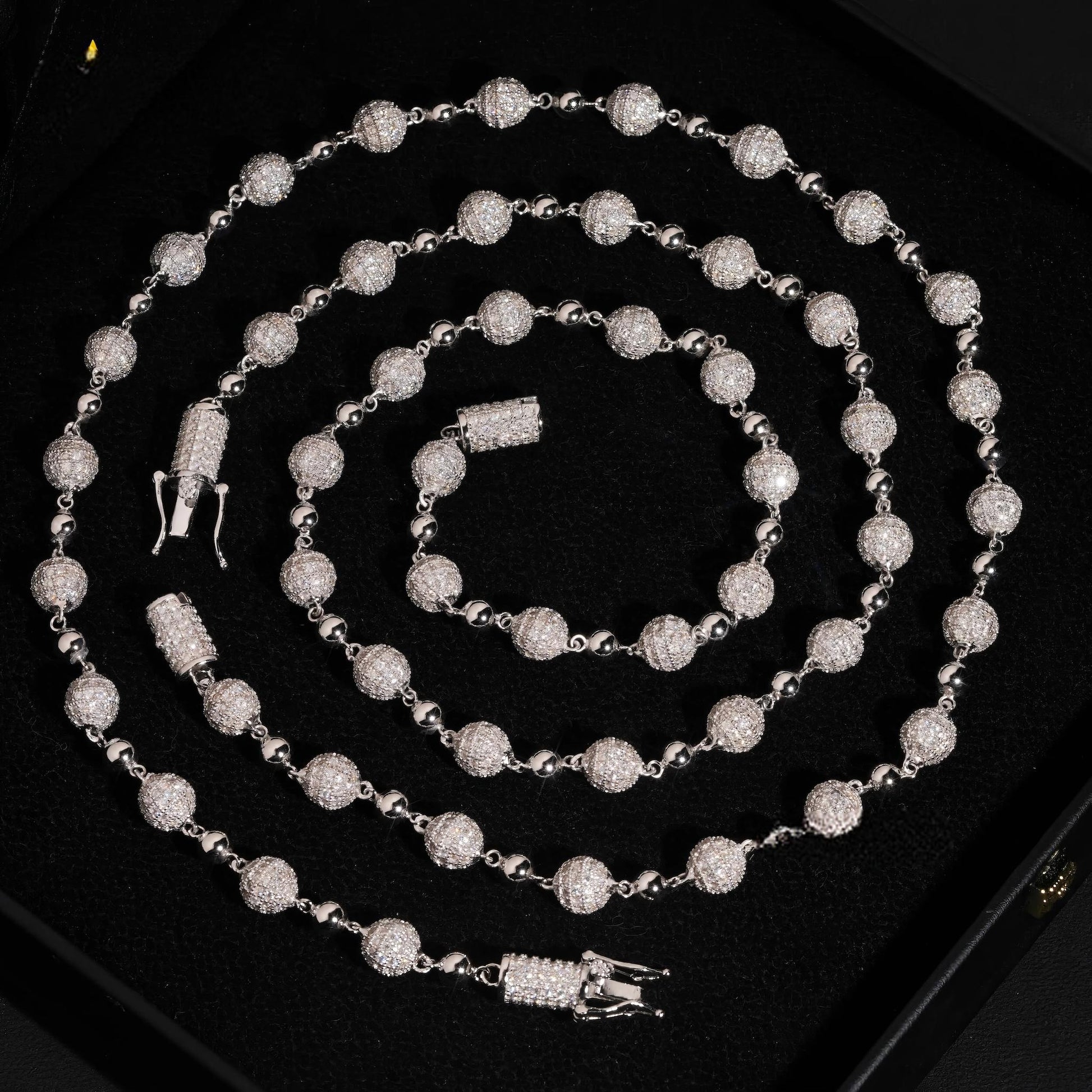 Fine Jewelry Popular 8mm 925 Sterling Silver Moissanite Ball Bead Chain Cuban Necklace Custom Hip Hop Link Chain