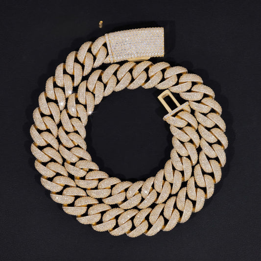 Rapper Hip Hop Jewelry 16mm 5 Rows Stones Solid 925 Sterling Silver Gold Plated Iced Out Moissanite Miami Cuban Link Chain