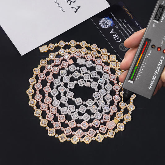Pass Diamond Tester Iced Out Moissanite Sterling Silver Cuban Link Chain Hip Hop Men Moissanite Cuban Bracelet & Necklace