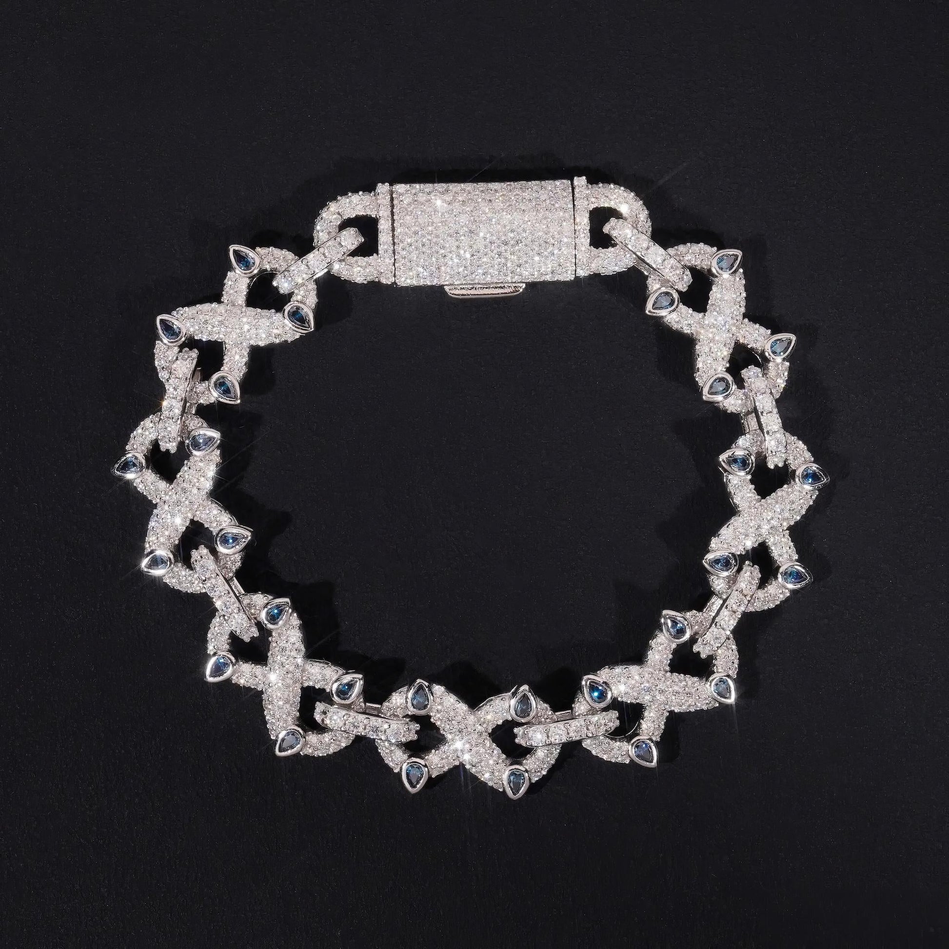 Solic Silver 925 Gold Plated Pass Diamond Tester Hip Hop Jewelry Custom Colored Moissanite Iced Out Cuban Link Chain Bracelet