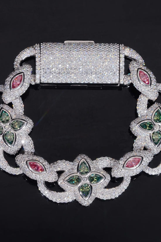 Hip Hop High Quality 925 Sterling Silver Fancy Shape Marquise 20mm Moissanite Iced Out Color VVS Diamond Bracelet