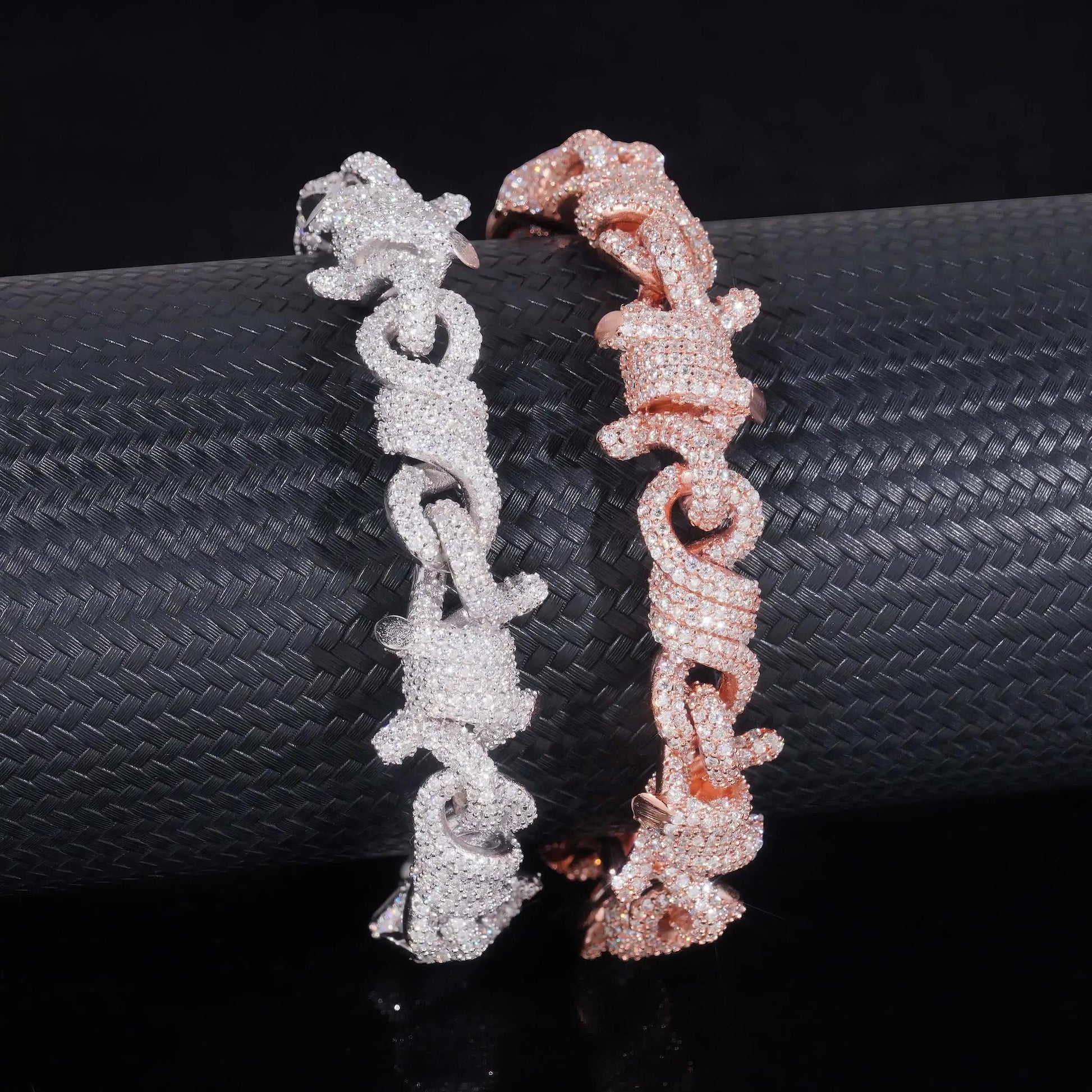 Iced Out Jewelry Hip Hop Rose Gold 15mm Twist 925 Silver Infinity Thorn Moissanite Bracelet