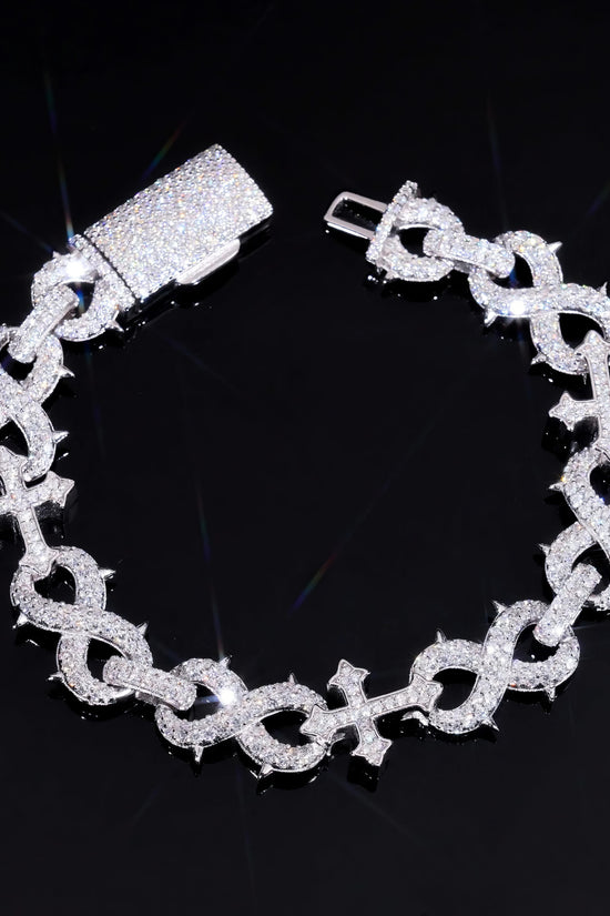 Factory 15MM Width Hip Hop Jewelry Real Silver 925 Gold Plated VVS Lab Diamond Moissanite Infinity Cuban Link Chain Bracelet