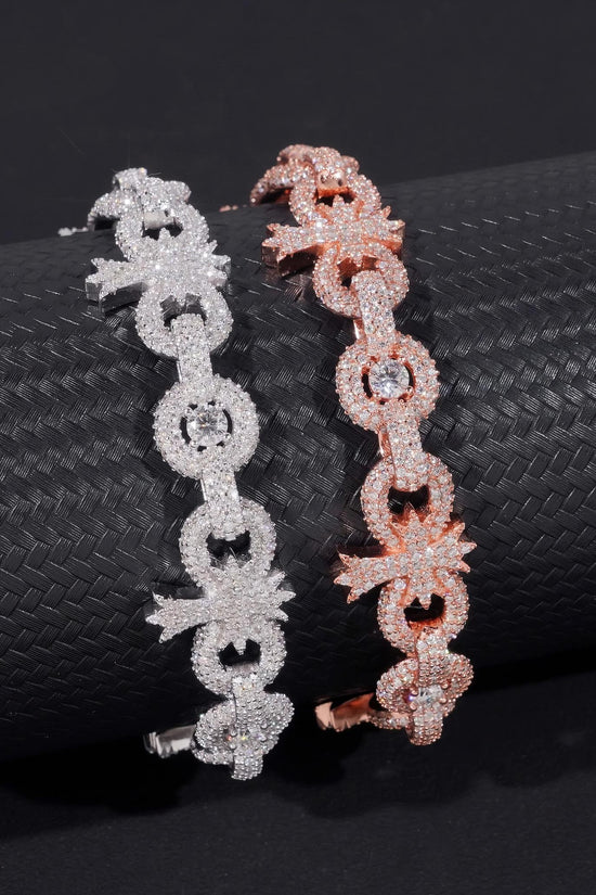 Pass Diamond Tester 925 Sterling Silver Hip Hop Iced Out Cross Infinity Cuban Link Moissanite Diamond Bracelet