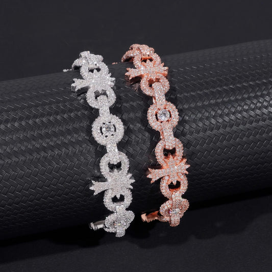 Pass Diamond Tester 925 Sterling Silver Hip Hop Iced Out Cross Infinity Cuban Link Moissanite Diamond Bracelet