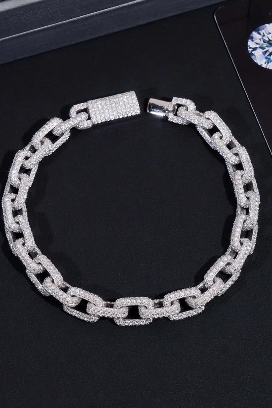 Factory Price Hip Hop Jewelry 925 Sterling Silver Pass Diamond Tester 8MM Fully Iced Out Box Chain Cuban Link Bracelet