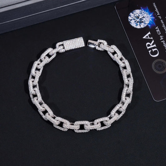 Factory Price Hip Hop Jewelry 925 Sterling Silver Pass Diamond Tester 8MM Fully Iced Out Box Chain Cuban Link Bracelet
