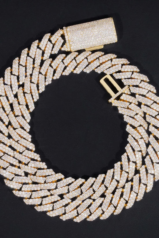 Cuban Chain Gold Plated Sterling Silver 925 Pass Diamond Tester Moissanite Hip Hop Men Jewelry Iced Out 15mm Cuban Link Chain