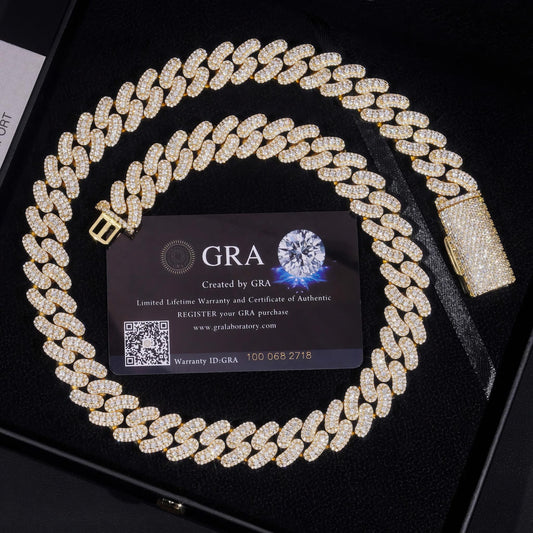 925 Sterling Silver VVS Moissanite Cuban Link Chain Hip Hop Jewelry 16mm Cuban Ice Out Necklace