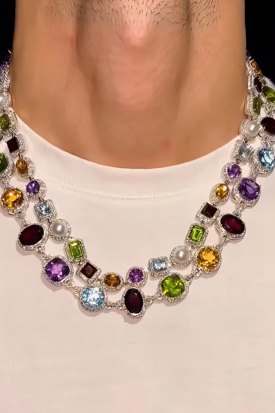 Customized Hip Hop Jewelry 925 Silver Colorful CZ Diamond Cuban Link Charm Necklace Iced Out Fashion Link Chain