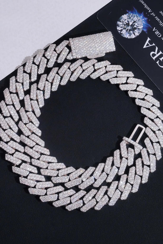 New Style 13mm 2 Rows Solid 925 Sterling Silver Men Hip Hop Jewelry Iced Out VVS Moissanite Cuban Link Chain Necklace
