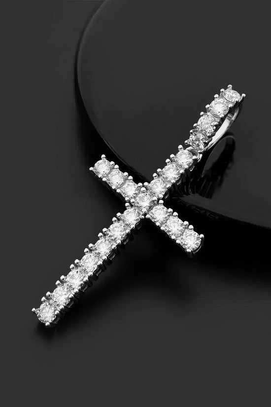 Hip Hop Regular Moissanite Diamond Cross Pendants 925 Silver Men Women 4mm Cross Charms Rhodium Plated