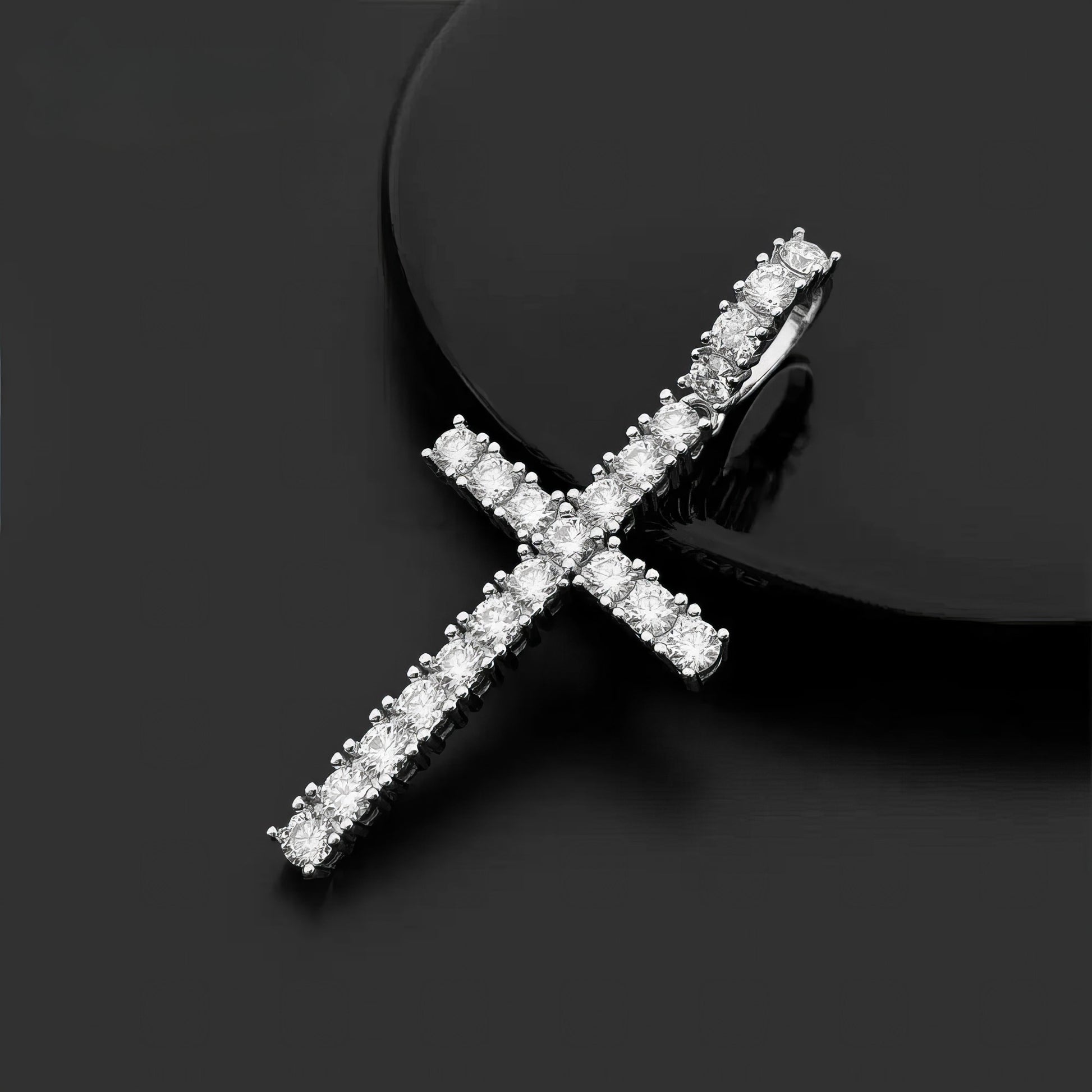 Hip Hop Regular Moissanite Diamond Cross Pendants 925 Silver Men Women 4mm Cross Charms Rhodium Plated